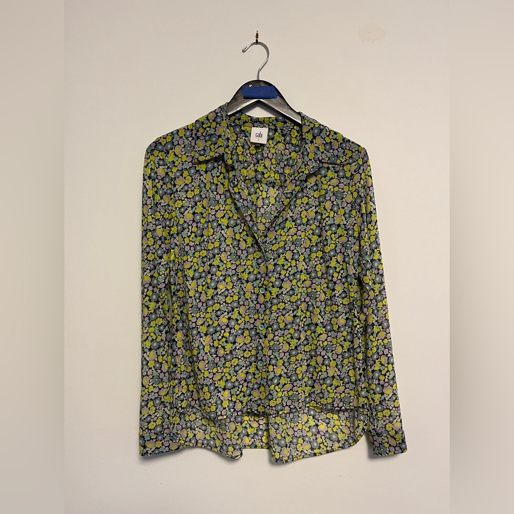 CAbi 6406 Floral Long Sleeve Button Down Blouse